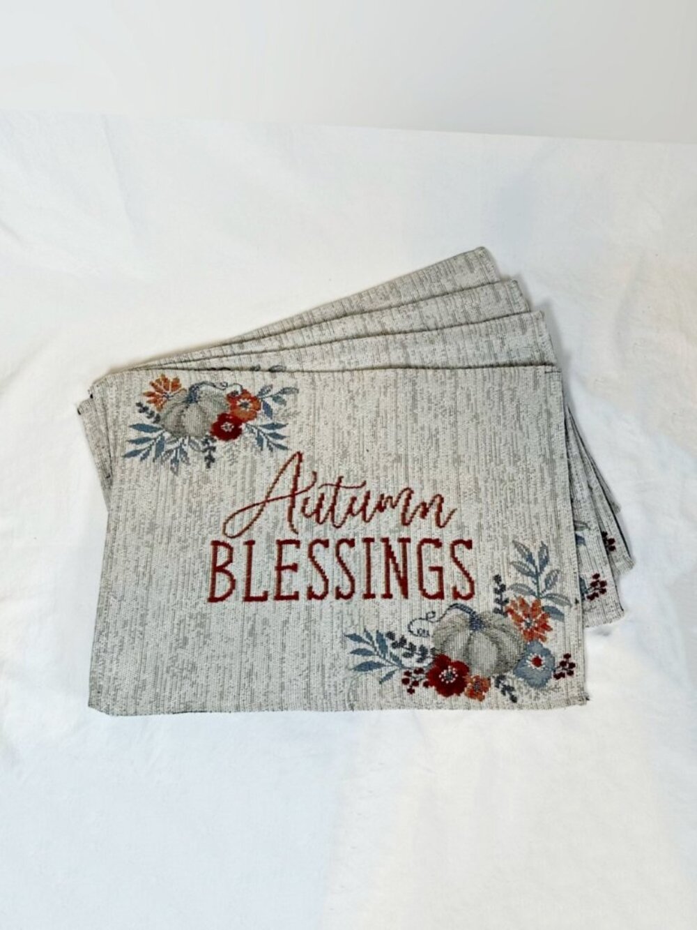 Vintage Mainstream Int Set of 4 Autumn Blessings Fall Tapestry Placemats